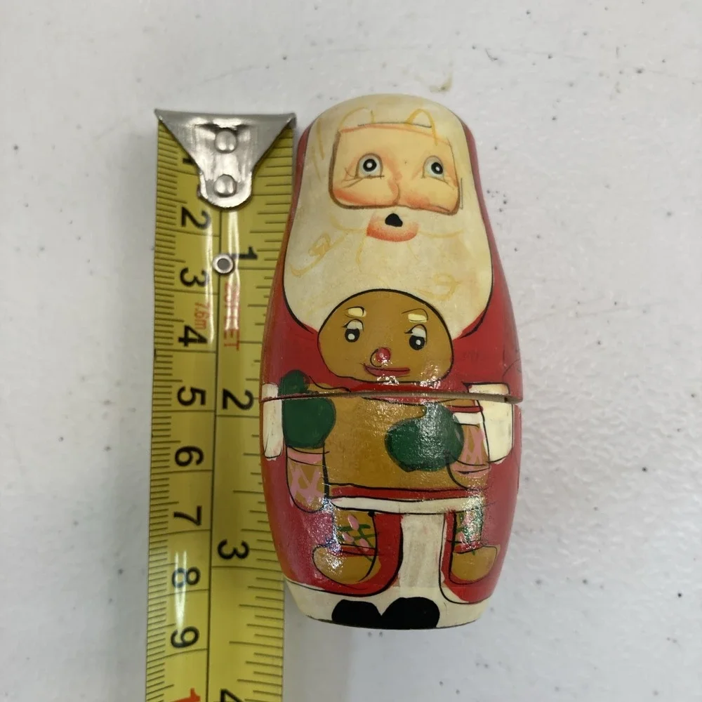 Vintage Santa Family Christmas Nesting Dolls Set‎ of 3 Gingerbread Boy Doll